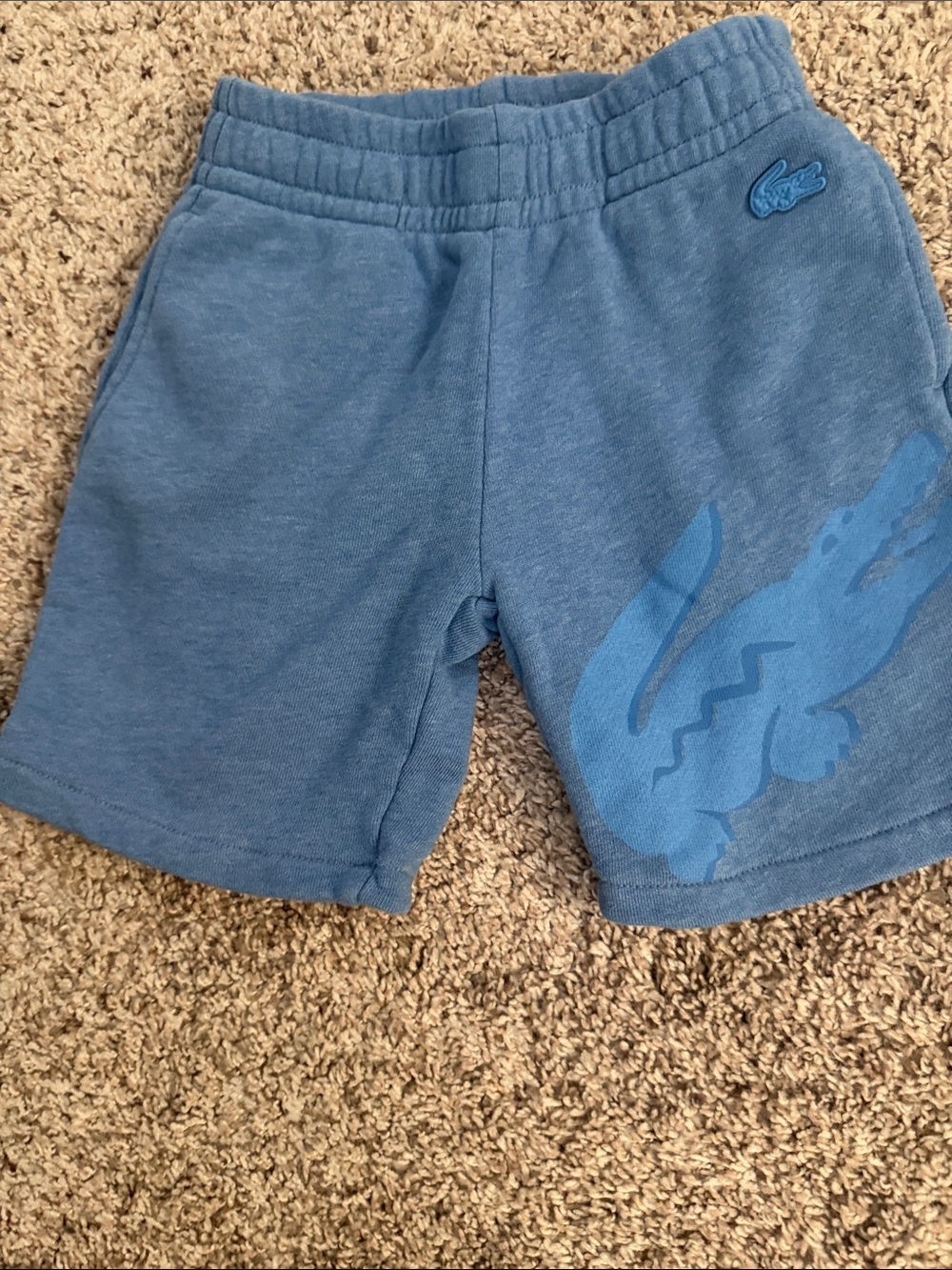 Lacoste Boy’s Blue Cotton Croc Graphic Shorts. Size 5